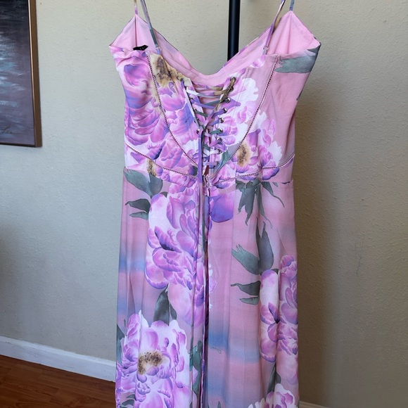 House of CB Seren Pink‎ Floral Floral Lace Back Maxi Dress NWOT Size L D-DD - Picture 9 of 16